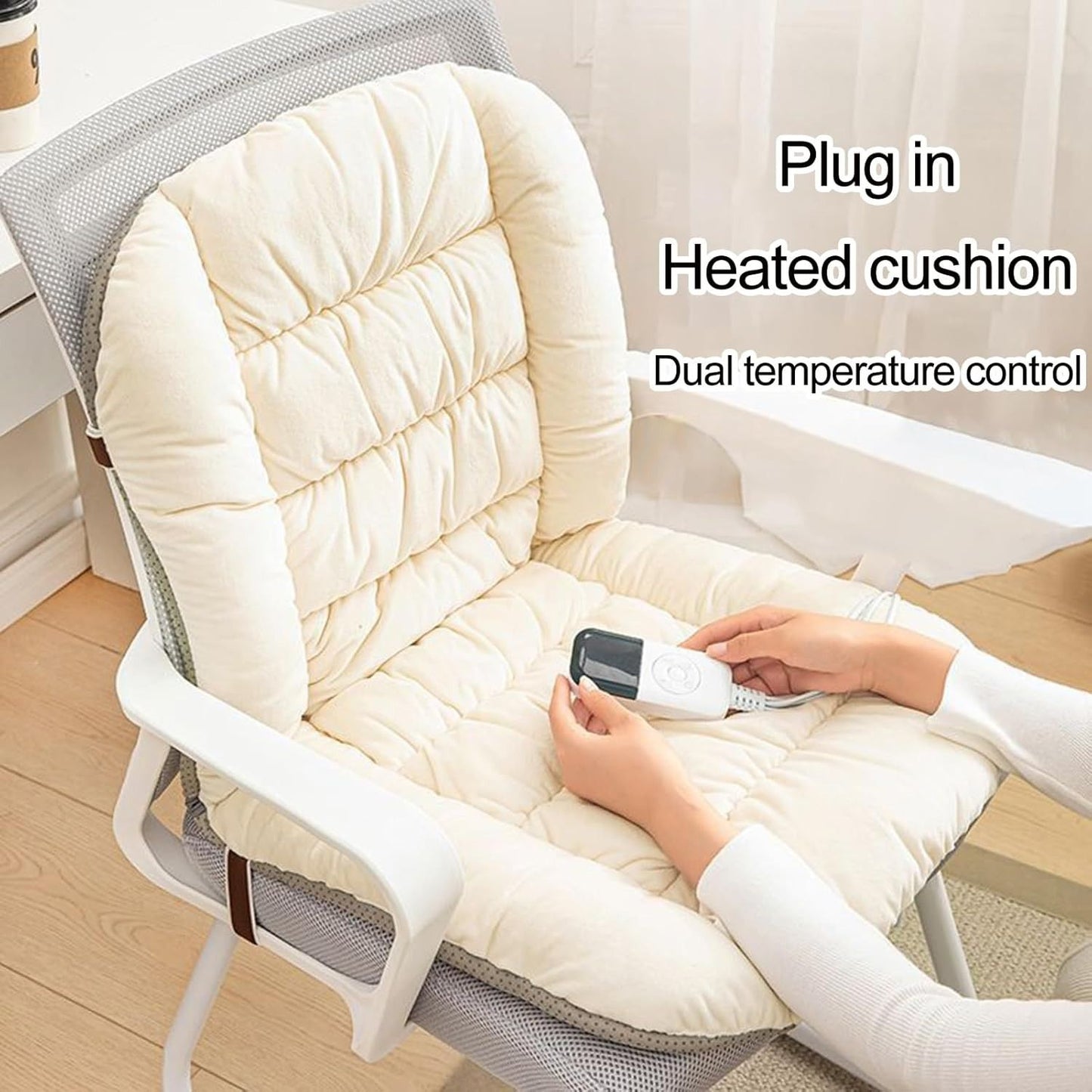 Heating Pad Office Chair, Electric Heating Cushion With Backrest, Integrated Thermostatic Mat Gears Adjustable