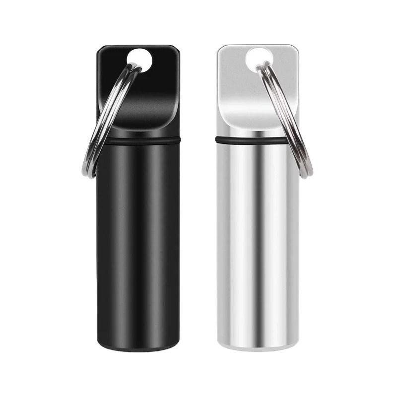 Aluminum Waterproof Pill Box with Keychain