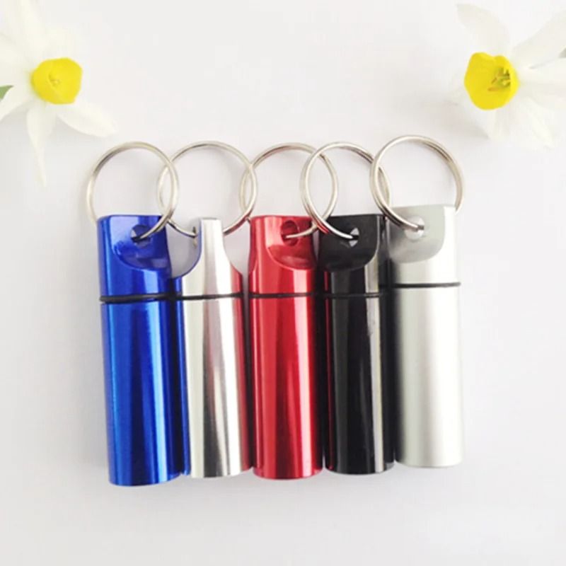 Aluminum Waterproof Pill Box with Keychain