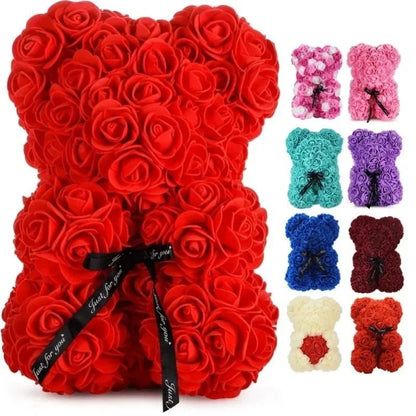 Artificial Eternal Rose Teddy Bear Gift for Mothers Day, Birthdays, Anniversaries, and Valentines Day