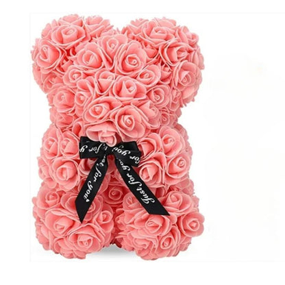 Artificial Eternal Rose Teddy Bear Gift for Mothers Day, Birthdays, Anniversaries, and Valentines Day