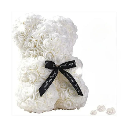 Artificial Eternal Rose Teddy Bear Gift for Mothers Day, Birthdays, Anniversaries, and Valentines Day