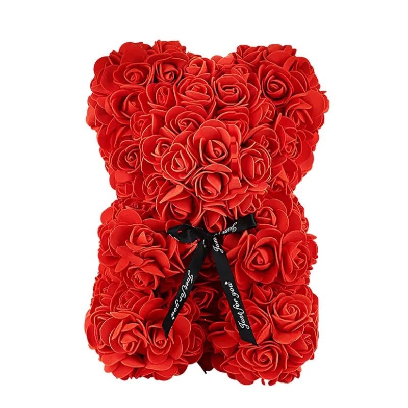 Artificial Eternal Rose Teddy Bear Gift for Mothers Day, Birthdays, Anniversaries, and Valentines Day