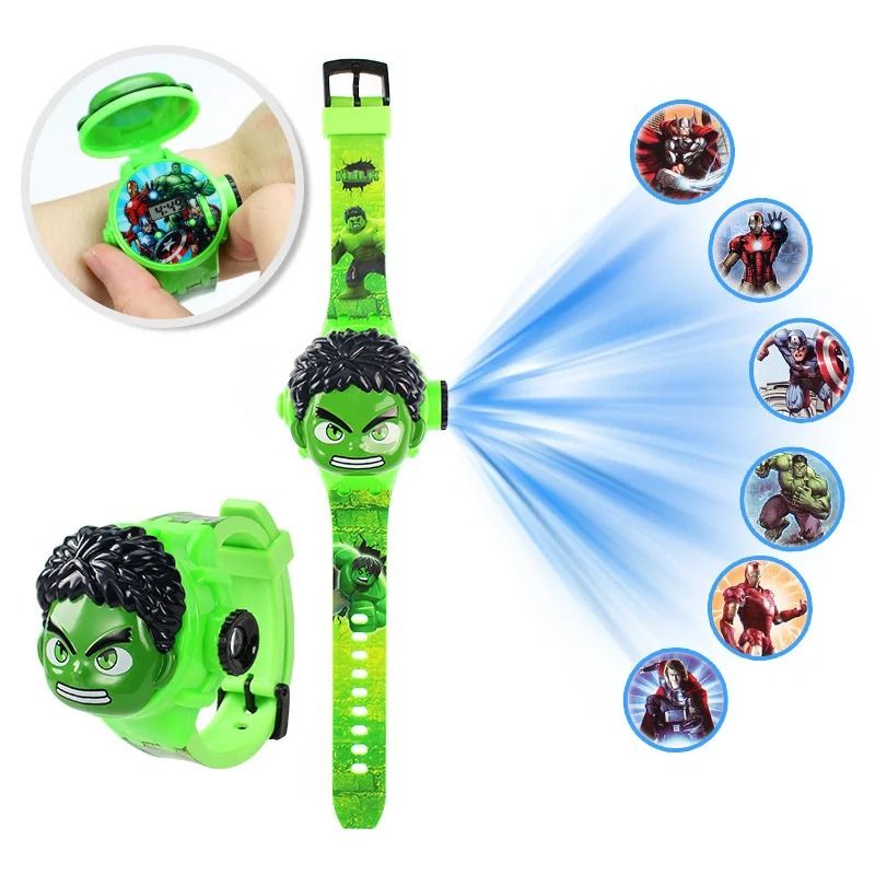 3D Projection Kids Digital Watch with Flip Cover and Cartoon Images