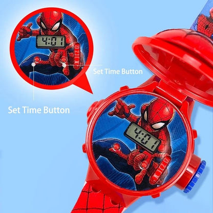3D Projection Kids Digital Watch with Flip Cover and Cartoon Images