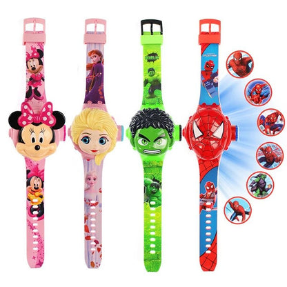 3D Projection Kids Digital Watch with Flip Cover and Cartoon Images