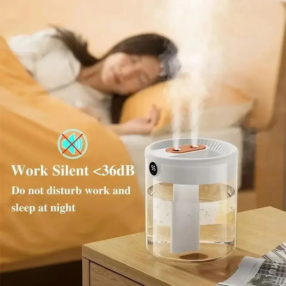 Portable Dual Spray Humidifier with Night Light for Home and Office