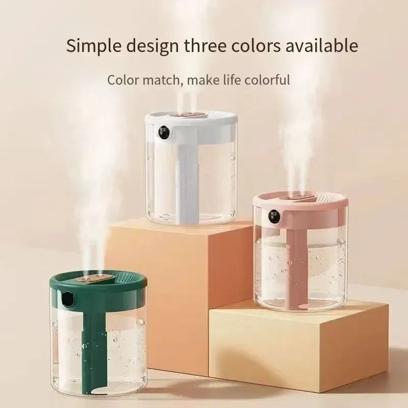 Portable Dual Spray Humidifier with Night Light for Home and Office