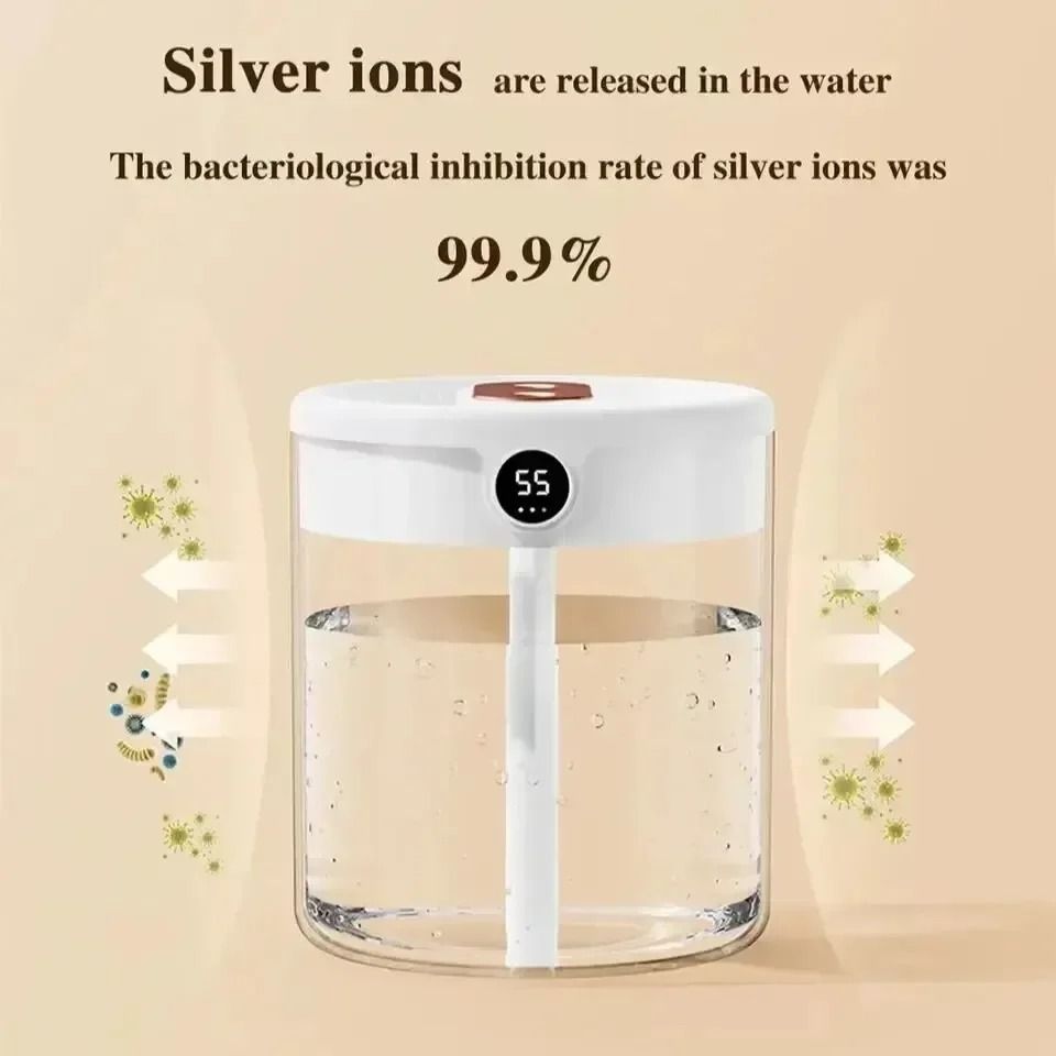 Portable Dual Spray Humidifier with Night Light for Home and Office