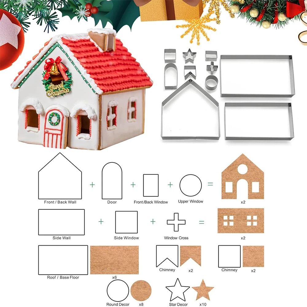 10 Piece Christmas Cookie Cutter Set Stainless Steel Holiday Baking Molds