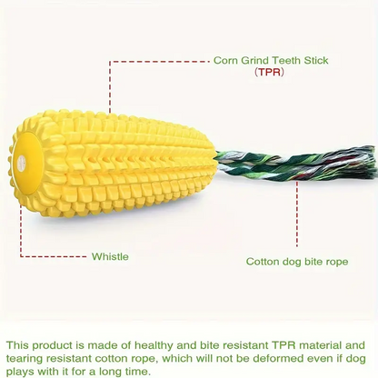 Tough Durable Squeaky Interactive Dog Toys, Puppy Teeth Chew Corn Stick Toy for Small Large Dogs