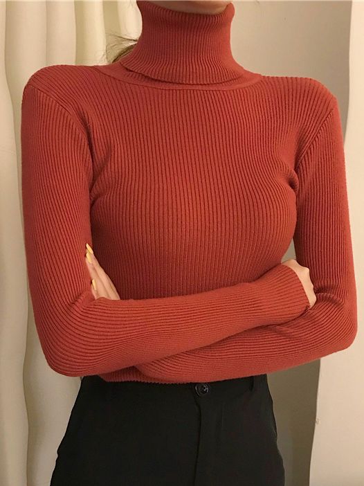 Women Fall Turtle Neck Sweater, Knitted Soft Pullovers, Cashmere Jumpers, Basic Soft Sweaters, Female Basic Blouse