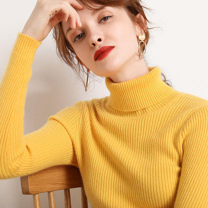 Women Fall Turtle Neck Sweater, Knitted Soft Pullovers, Cashmere Jumpers, Basic Soft Sweaters, Female Basic Blouse