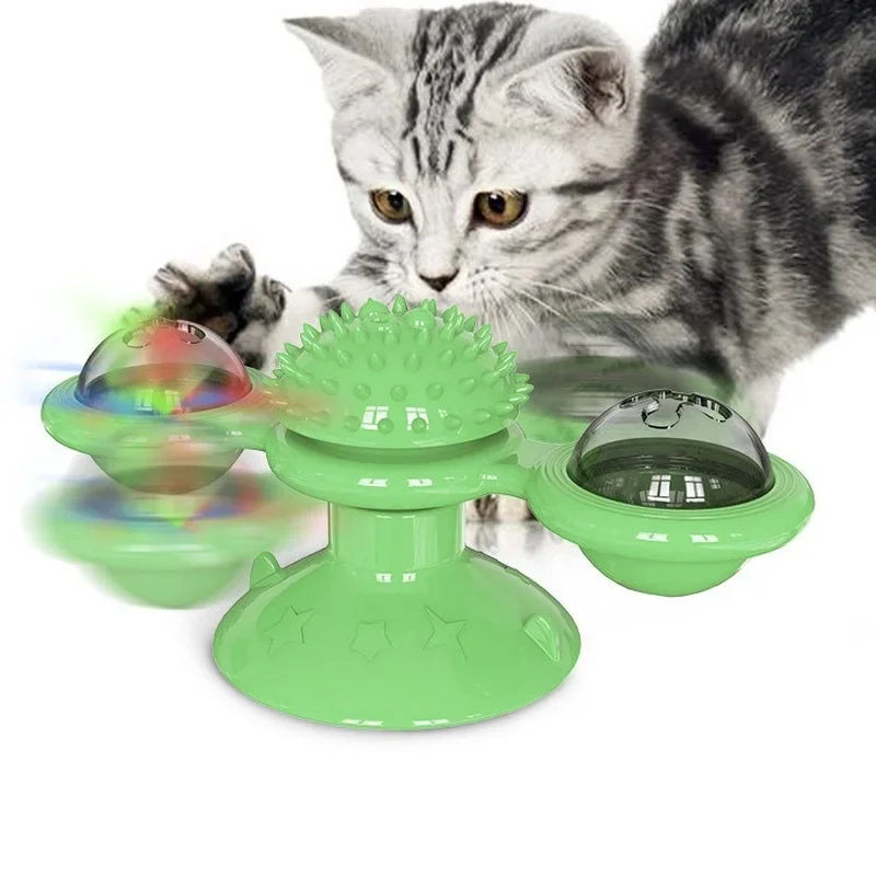 Wind Mill Cat Toy, Interactive Pet Toys for Cats, Puzzle Cat Game Toy, Kitten Turn Table Brush Teeth Pet Supplies