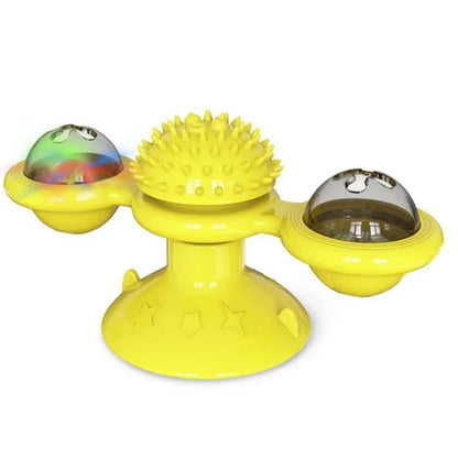 Wind Mill Cat Toy, Interactive Pet Toys for Cats, Puzzle Cat Game Toy, Kitten Turn Table Brush Teeth Pet Supplies