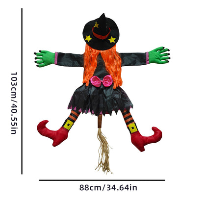 Halloween Orange Hair Witch, Climbing Tree Decoration, Indoor Outdoor Pendants, Halloween Theme Decor