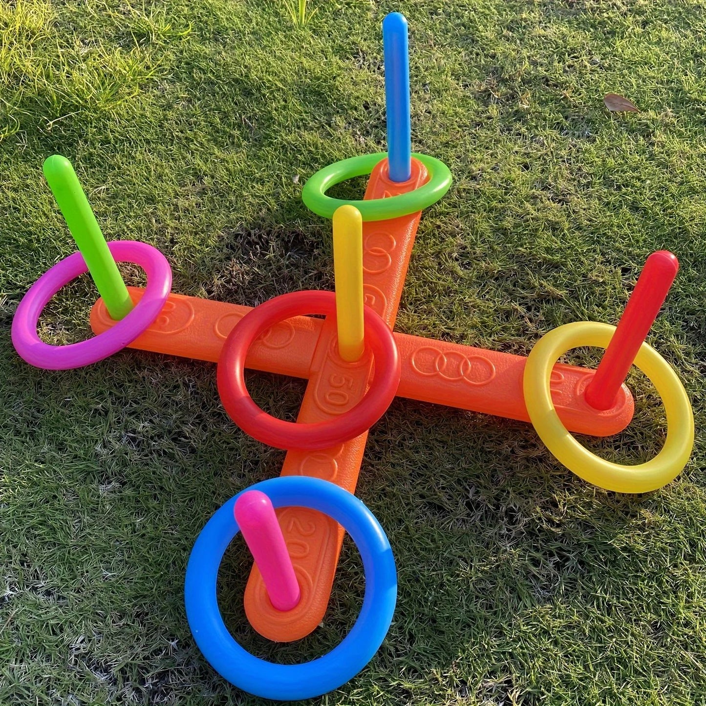 Family-Friendly Ring Toss & Stacking Game - Indoor & Outdoor Ring Throw Toy Set