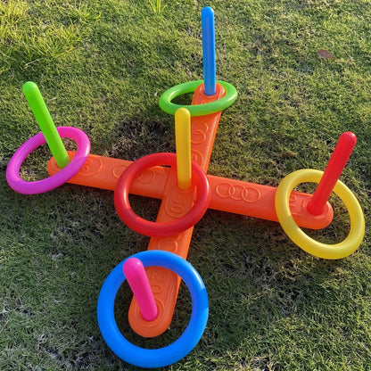 Family-Friendly Ring Toss & Stacking Game - Indoor & Outdoor Ring Throw Toy Set