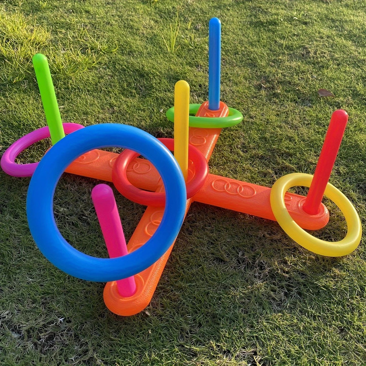 Family-Friendly Ring Toss & Stacking Game - Indoor & Outdoor Ring Throw Toy Set