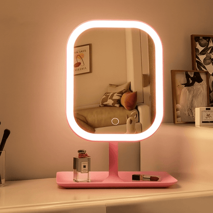 LED Makeup Mirror with Lights – 3-Color Dimmable Desktop Vanity Mirror with Touch Control