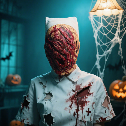 Nurse Model Halloween Cosplay Costume, Terrifying Atmosphere Mask, Wonderful Gift for Role Play Fans