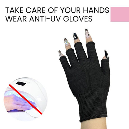 Anti UV Fingerless Nail Gloves for Gel Manicure and LED Lamp Protection