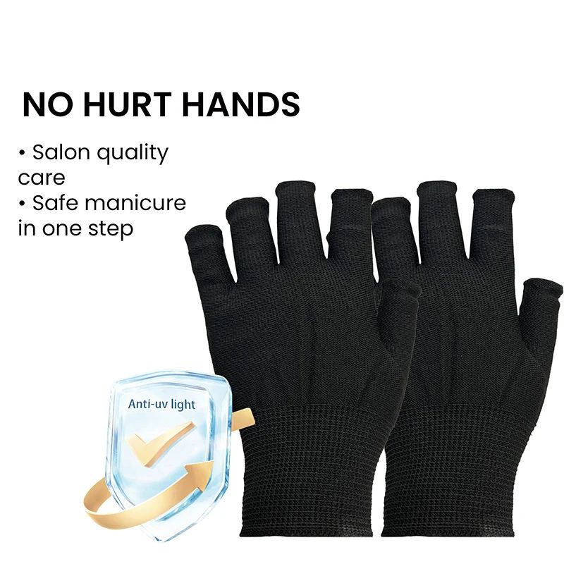 Anti UV Fingerless Nail Gloves for Gel Manicure and LED Lamp Protection
