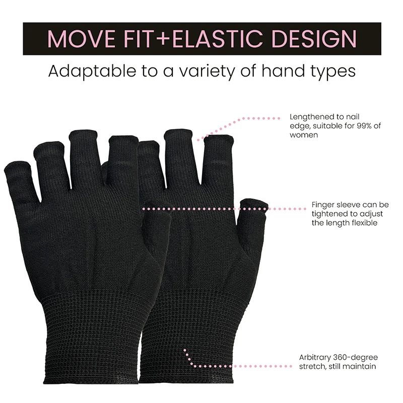 Anti UV Fingerless Nail Gloves for Gel Manicure and LED Lamp Protection