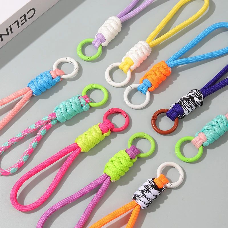 Colorful Braided Rope Strap Lanyard Keychain for Phone Case and Bags
