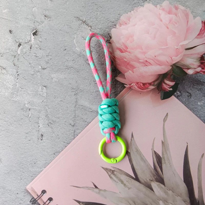 Colorful Braided Rope Strap Lanyard Keychain for Phone Case and Bags