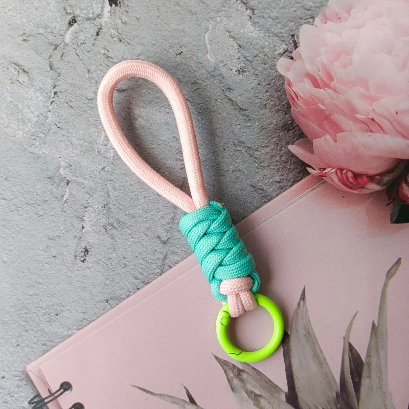 Colorful Braided Rope Strap Lanyard Keychain for Phone Case and Bags