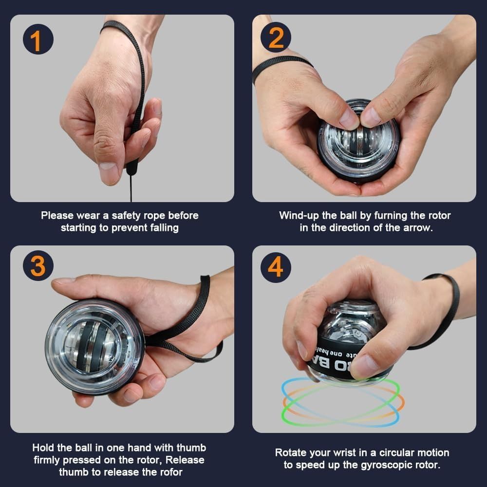 Auto Counter Gyro Ball Wrist Power Ball, Strengthen Arm Gym Workout with Forearm Gyro Trainer