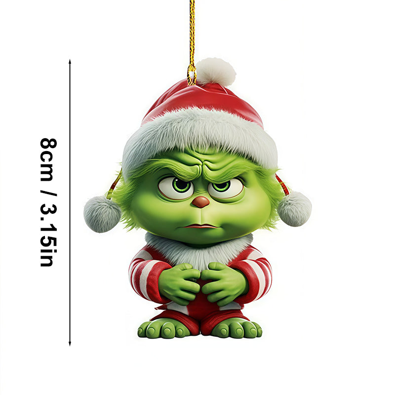 Green Grinch Christmas Tree Decoration, Creative Cartoon Pendants, Perfect for Holiday Home Parties and Birthday