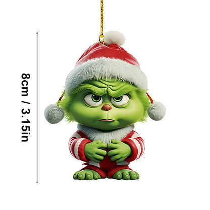 Green Grinch Christmas Tree Decoration, Creative Cartoon Pendants, Perfect for Holiday Home Parties and Birthday