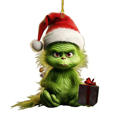 Green Grinch Christmas Tree Decoration, Creative Cartoon Pendants, Perfect for Holiday Home Parties and Birthday
