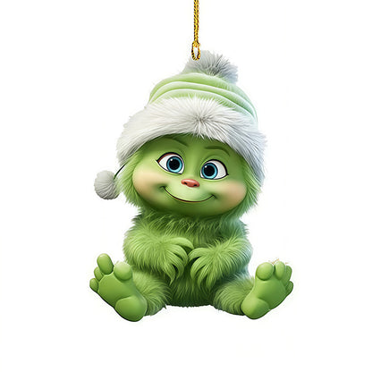 Green Grinch Christmas Tree Decoration, Creative Cartoon Pendants, Perfect for Holiday Home Parties and Birthday