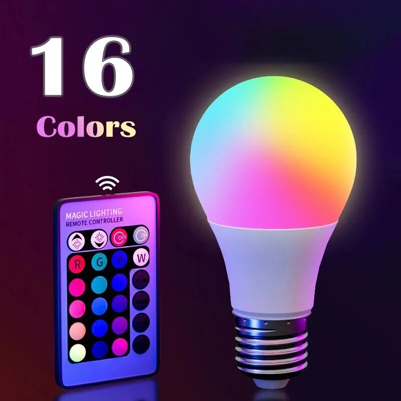 Smart RGB Bulb LED Multicolor Lamp Household Lighting Dimmable with Remote Control