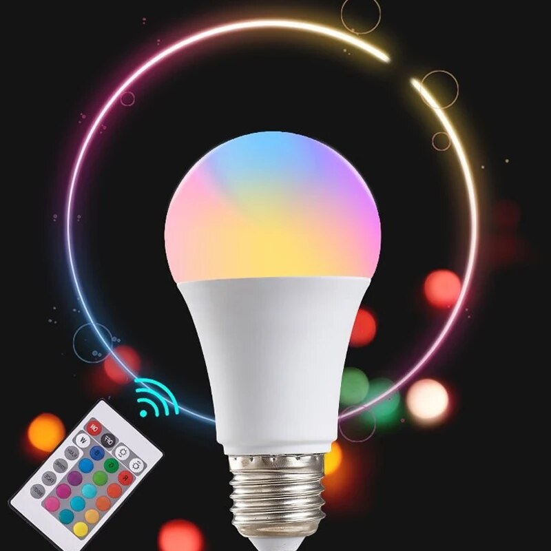 Smart RGB Bulb LED Multicolor Lamp Household Lighting Dimmable with Remote Control
