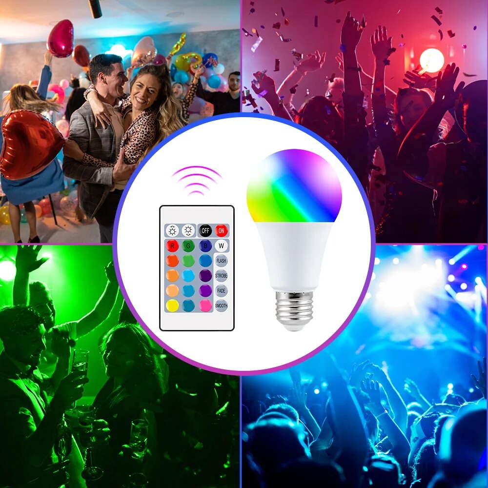 Smart RGB Bulb LED Multicolor Lamp Household Lighting Dimmable with Remote Control