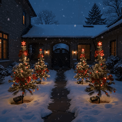 Solar Cedar Christmas Tree Lights - Outdoor Holiday Patio Garden Decor