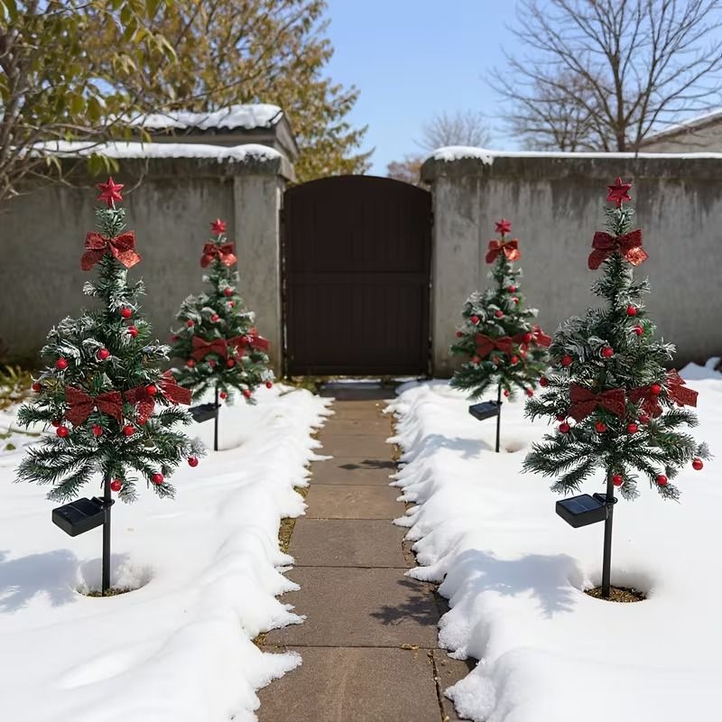 Solar Cedar Christmas Tree Lights - Outdoor Holiday Patio Garden Decor