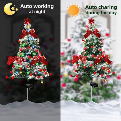 Solar Cedar Christmas Tree Lights - Outdoor Holiday Patio Garden Decor