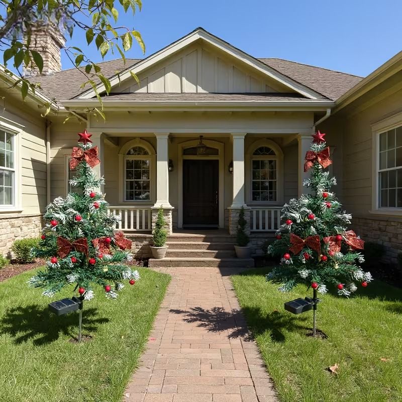 Solar Cedar Christmas Tree Lights - Outdoor Holiday Patio Garden Decor