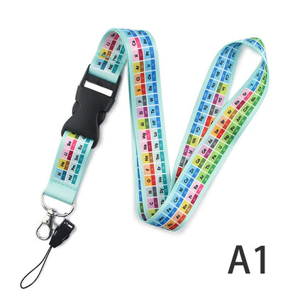 Periodic Table Chemistry Lanyard Keychain Neck Strap Phone Rope