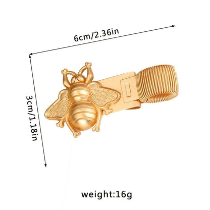 Vintage Insect-Themed Metal Spring Pen Clip - Gold Bee & Cicada Notebook Holder