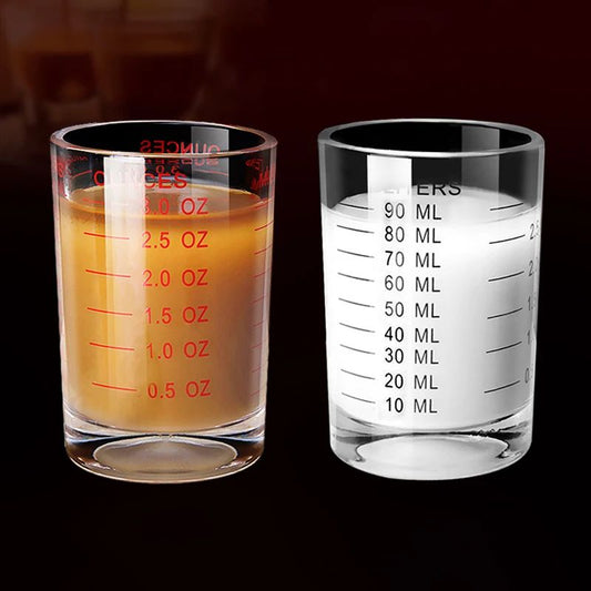 Heat Resistant Glass Measuring Cup with Handle for Espresso and Milk