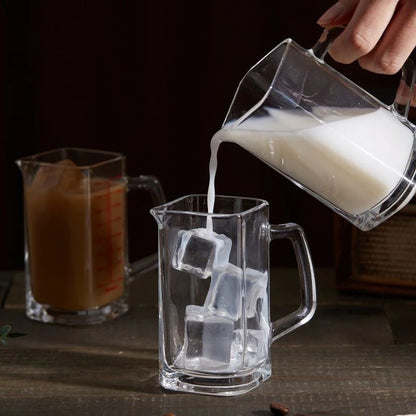 Heat Resistant Glass Measuring Cup with Handle for Espresso and Milk