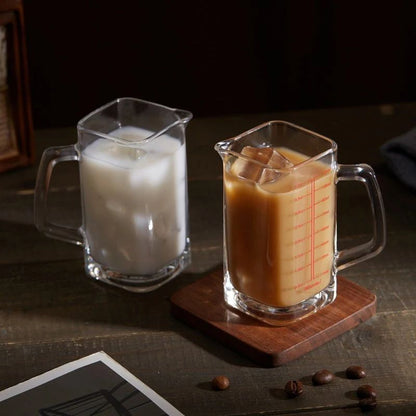 Heat Resistant Glass Measuring Cup with Handle for Espresso and Milk