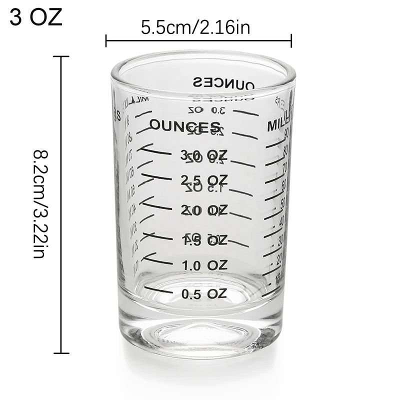 Heat Resistant Glass Measuring Cup with Handle for Espresso and Milk