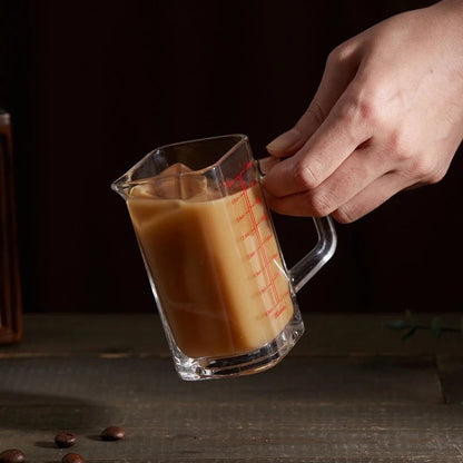 Heat Resistant Glass Measuring Cup with Handle for Espresso and Milk